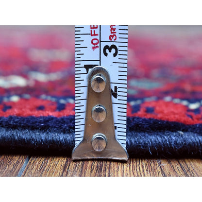 2'7"X3'10" Red Hand Knotted Afghan Khamyab Soft Organic Wool Rug