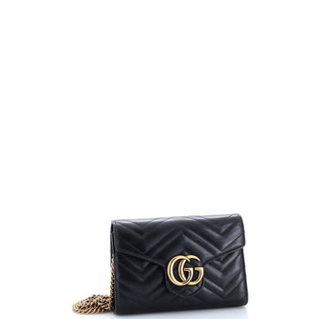 Gucci Gg Marmont Chain Wallet Matelasse Leather Mini