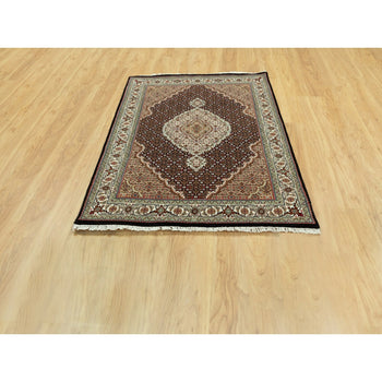 4'X6' Rich Black Tebraz Mahi 250 Kpsi Wool Hand Knotted Rug