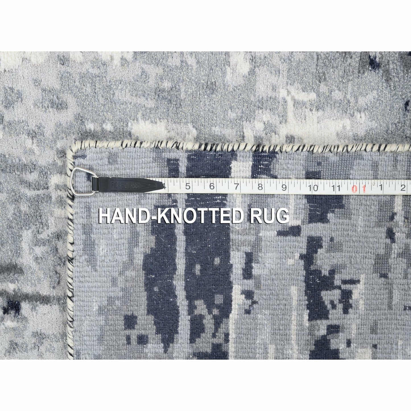 3'1"X5' Ivory Abstract Design Wool And Silk Hand Knotted Oriental Rug