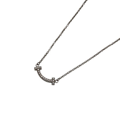 Tiffany & Co. T Smile Micro Mini Necklace K18 White Gold