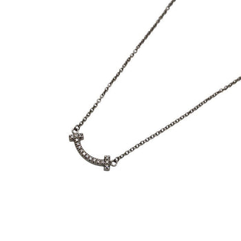 Tiffany & Co. T Smile Micro Mini Necklace K18 White Gold