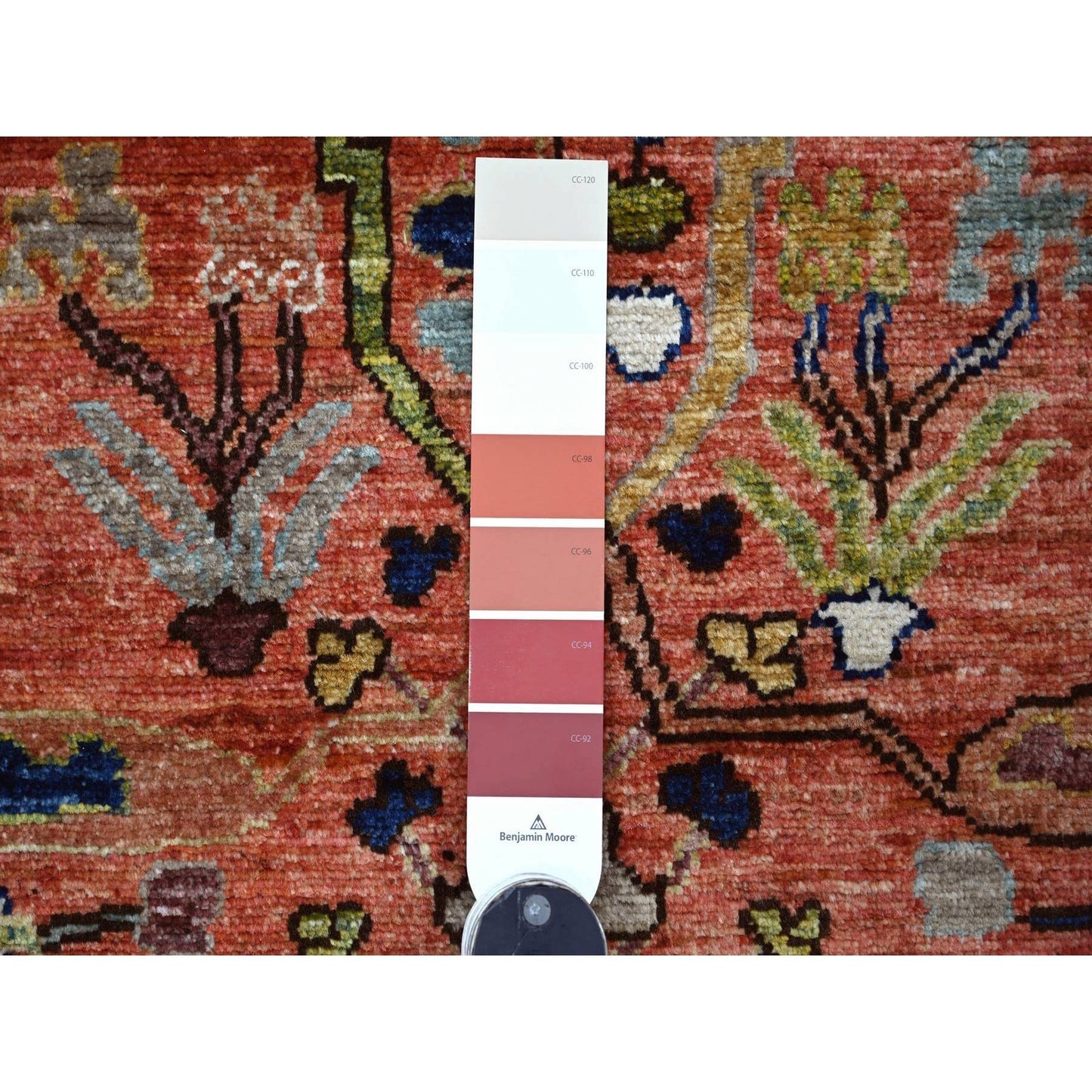 3'2"x11'6" Red Peshawar Bijar Garus Design Hand Knotted Wool Runner Rug