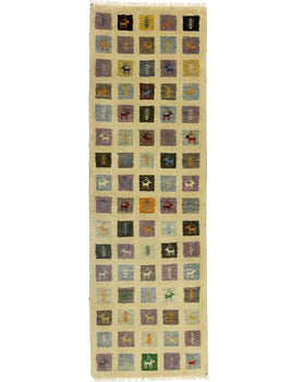 Indo-Gabbeh Pictorial Runner Rug Plush Oriental