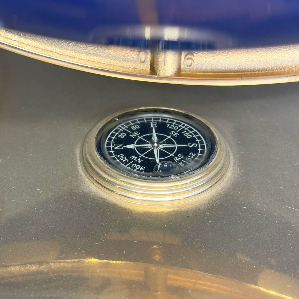 Gemstone Globe Lapis Lazuli Turquoise Inlay Compass Four Legs Power Stone 43Cm