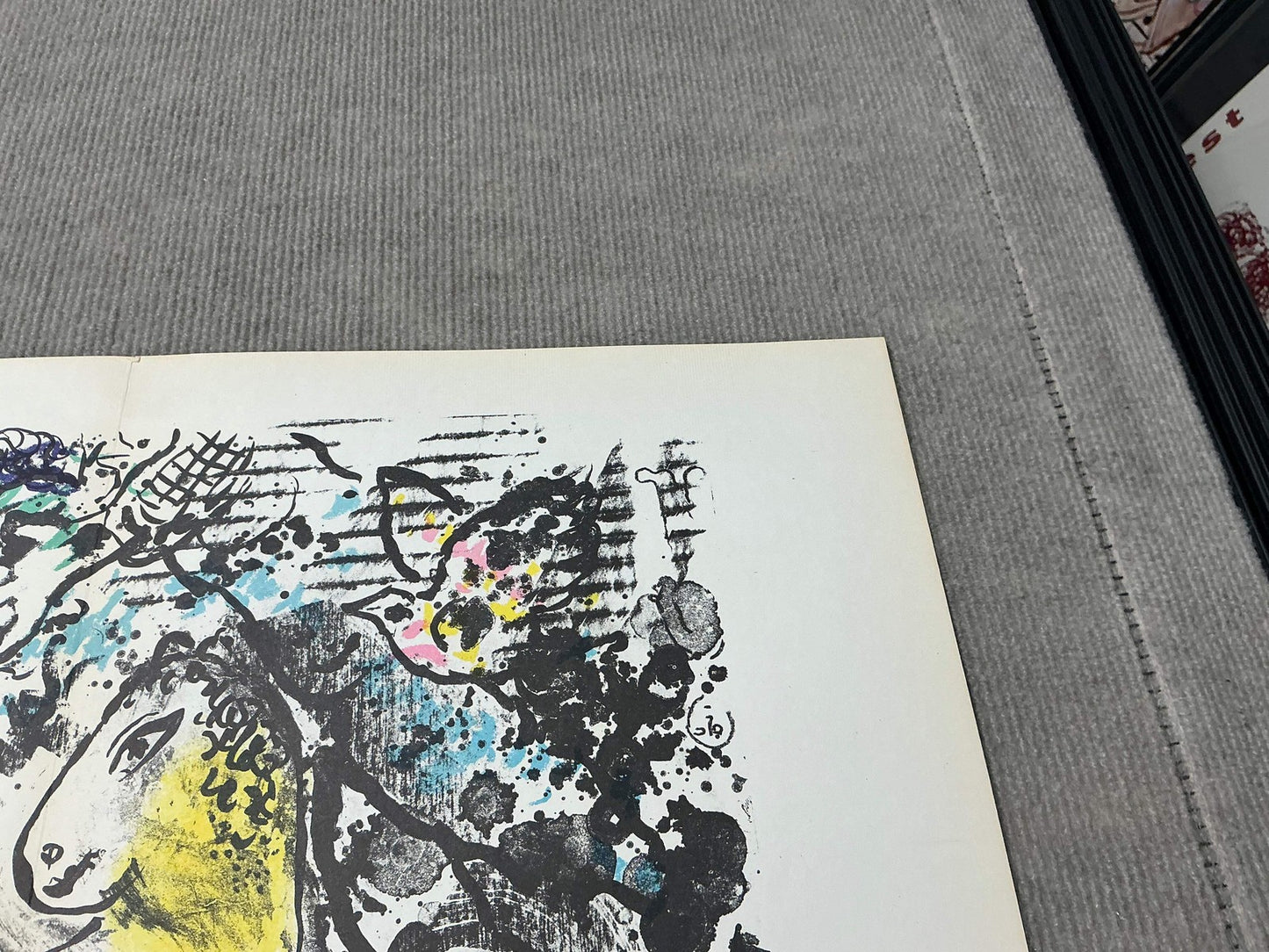 Marc Chagall Reverie " Lithograph Modernism Black & White Pink Ye