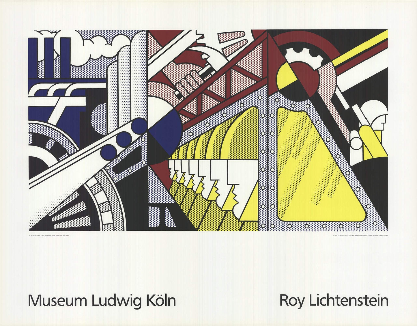 Blu ROY LICHTENSTEIN Study For Preparedness 27.5" x 35.5" Serigraph 1989 Pop Art