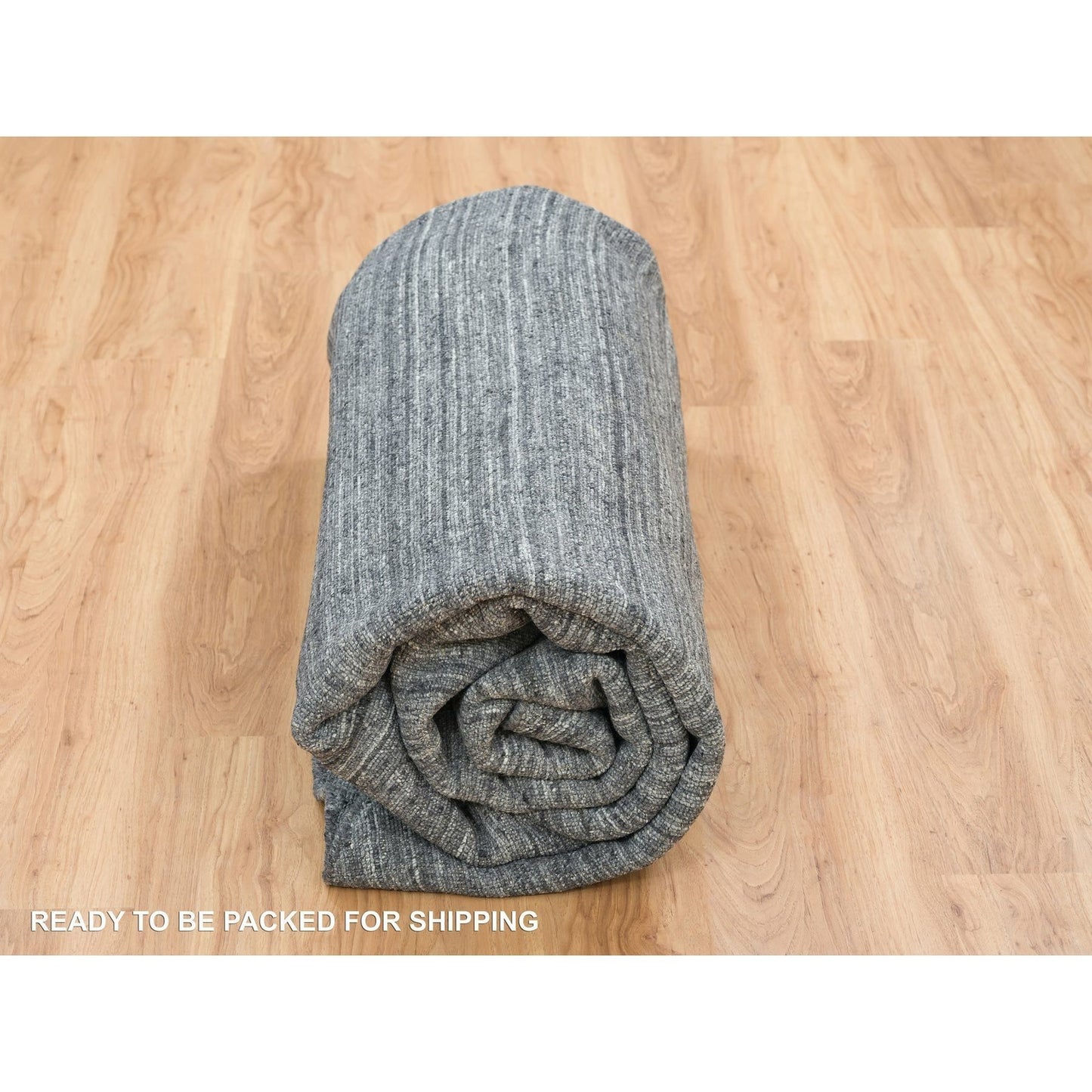 10'X10' Arsenic Gray Wool Modern Striae Round Hand Loomed Oriental Rug