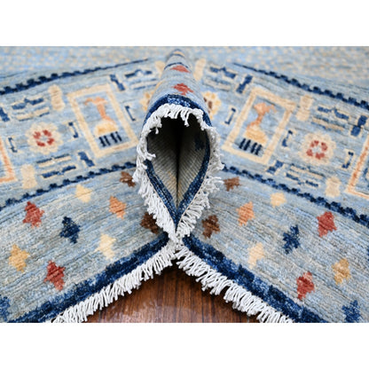 8'3"X9'6" Steel Blue Fine Kashkuli Gabbeh All Natural Wool Oriental Rug