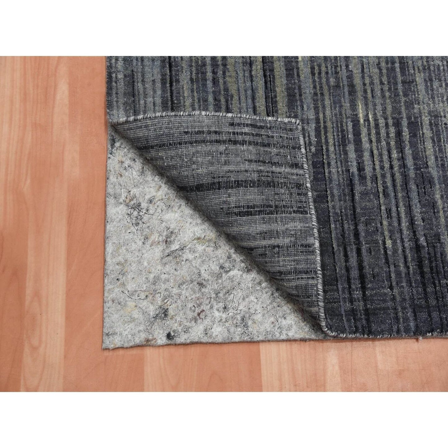 2'6"X10'2" Gray Wool Hand Knotted Modern Ombre Design Runner Rug