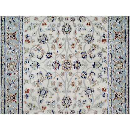 2'9"x10' Ivory Nain with Floral Design Hand Knotted Wool & Silk Runner Rug