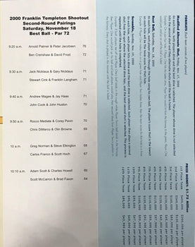 Jack Nicklaus Autographed 2000 Franklin Templeton Shootout Pamphlet