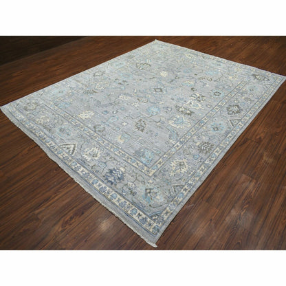 8'1"X10'4" Gray Angora Oushak All Over Motifs Wool Hand Knotted Rug