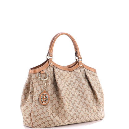 Gucci Sukey Tote Gg Canvas With Leather Large