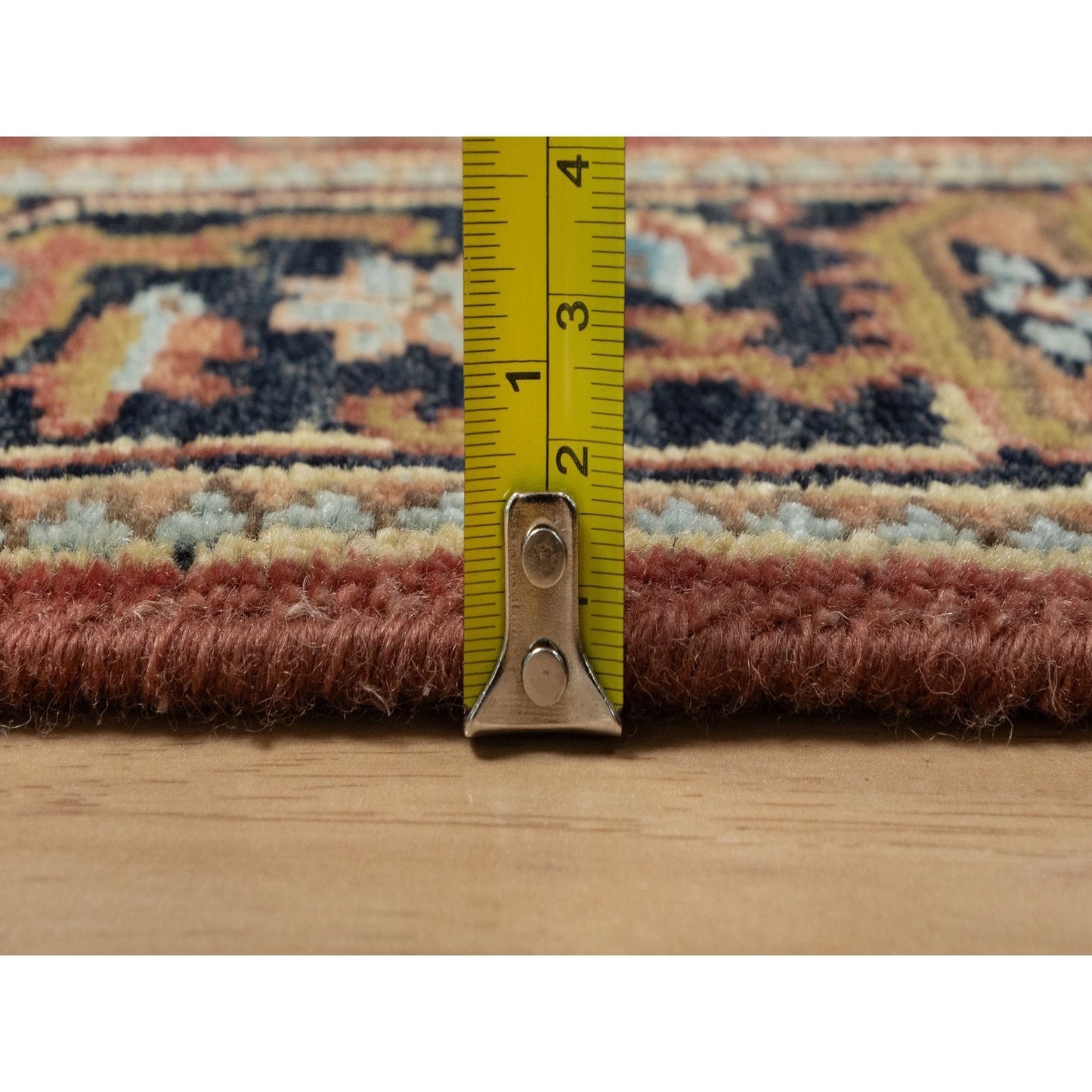 2'7"X8' Chili Red Heris Revival New Zealand Wool Hand Knotted Runner Rug