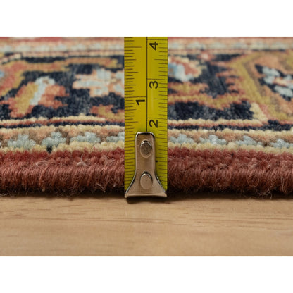 2'7"X8' Chili Red Heris Revival New Zealand Wool Hand Knotted Runner Rug
