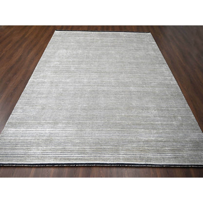 10'X14' Taupe Modern Textured Design Wool & Silk Hand Loomed Oriental Rug