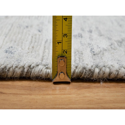 2'6"X15'9" Gray Undyed Natural Wool Hand Knotted Modern Xl Runner Rug