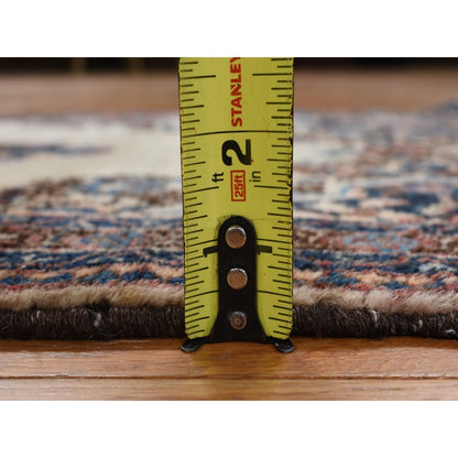 2'X4' Ivory Antique Sarouk Mat Hand Knotted Wool Open Field Medallion Rug