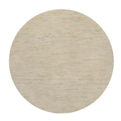 5'X5' White Modern Plain Design Lori Buft All Wool Hand Knotted Round Rug