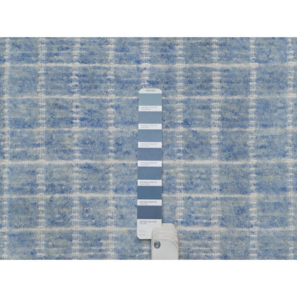 2'4"X3' Blue Modern Plain Decor Box Design Pure Wool Loomed Knotted Rug