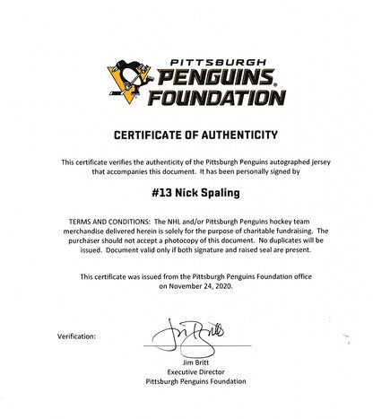 Nick Spaling Signed  Penguins Reebok