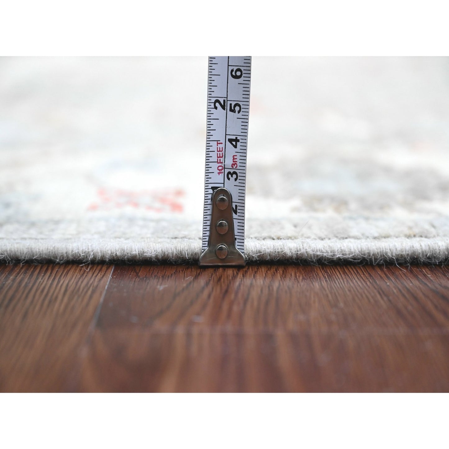 3'X10' Medium Gray Afghan Angora Oushak Hand Knotted Pure Wool Runner Rug