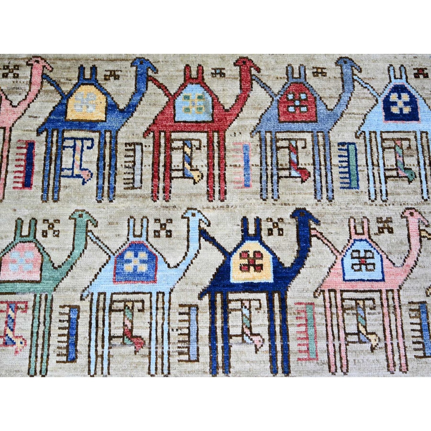 8'2"X9'9" Beige Anatolian Village Inspired Wool Hand Knotted Rug