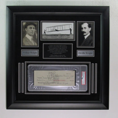 Orville Wright Signed/Autographed Bank Check With Photos Framed Psa/Dna 192193