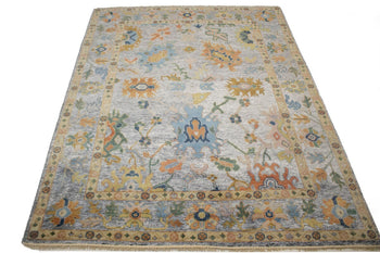Handmade Oushak Floral Style Rug Colorfast Wool