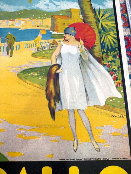 Rare Italian Travel Poster Rapallo By Natoli 1924 Original Litho Riviera