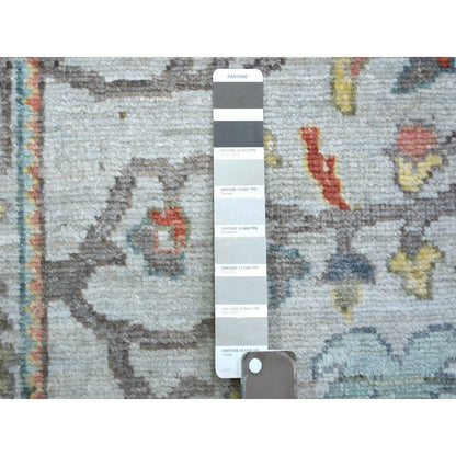 2'6"X16'1" Gray, Pure Wool Hand Knotted Afghan Angora Ushak Xl Runner Rug