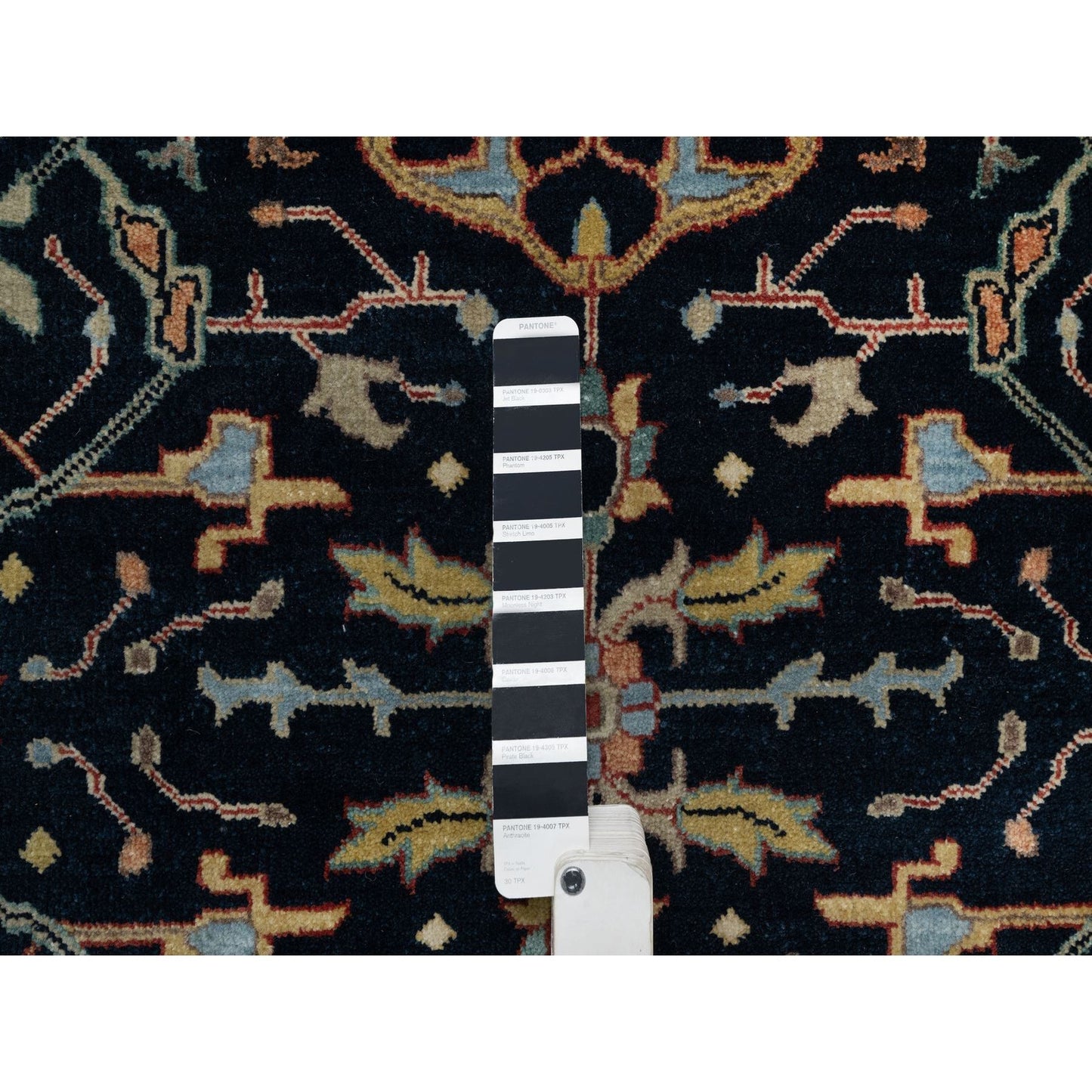 3'3"X5'3" Midnight Blue Antiqued Heris Re-Creation Hand Knotted Wool Rug