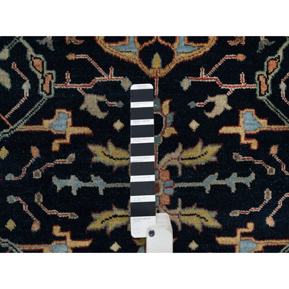 3'3"X5'3" Midnight Blue Antiqued Heris Re-Creation Hand Knotted Wool Rug