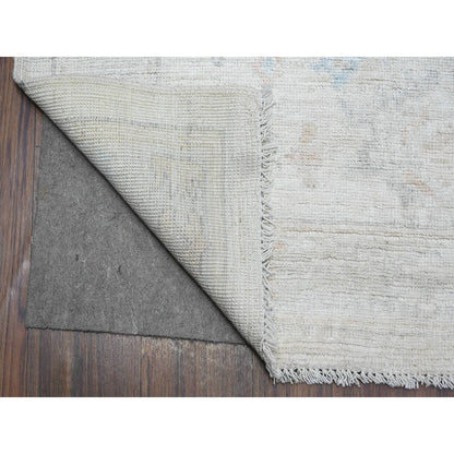 8'3"X9'9" Pacific Pearl White Faded Afghan Angora Oushak Oriental Rug