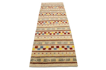 Handmade Stripes Tribal Indo-Gabbeh Runner Rug