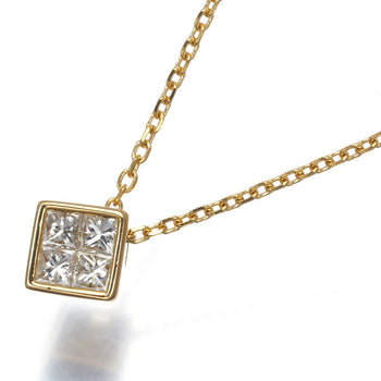 Vendome Necklace Princess-Cut Diamond 0.10Ct Square 18K 750 Yellow Gold