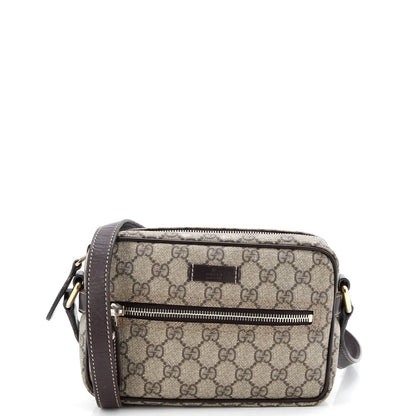 Gucci Front Zip Camera Bag Gg Coated Canvas Small