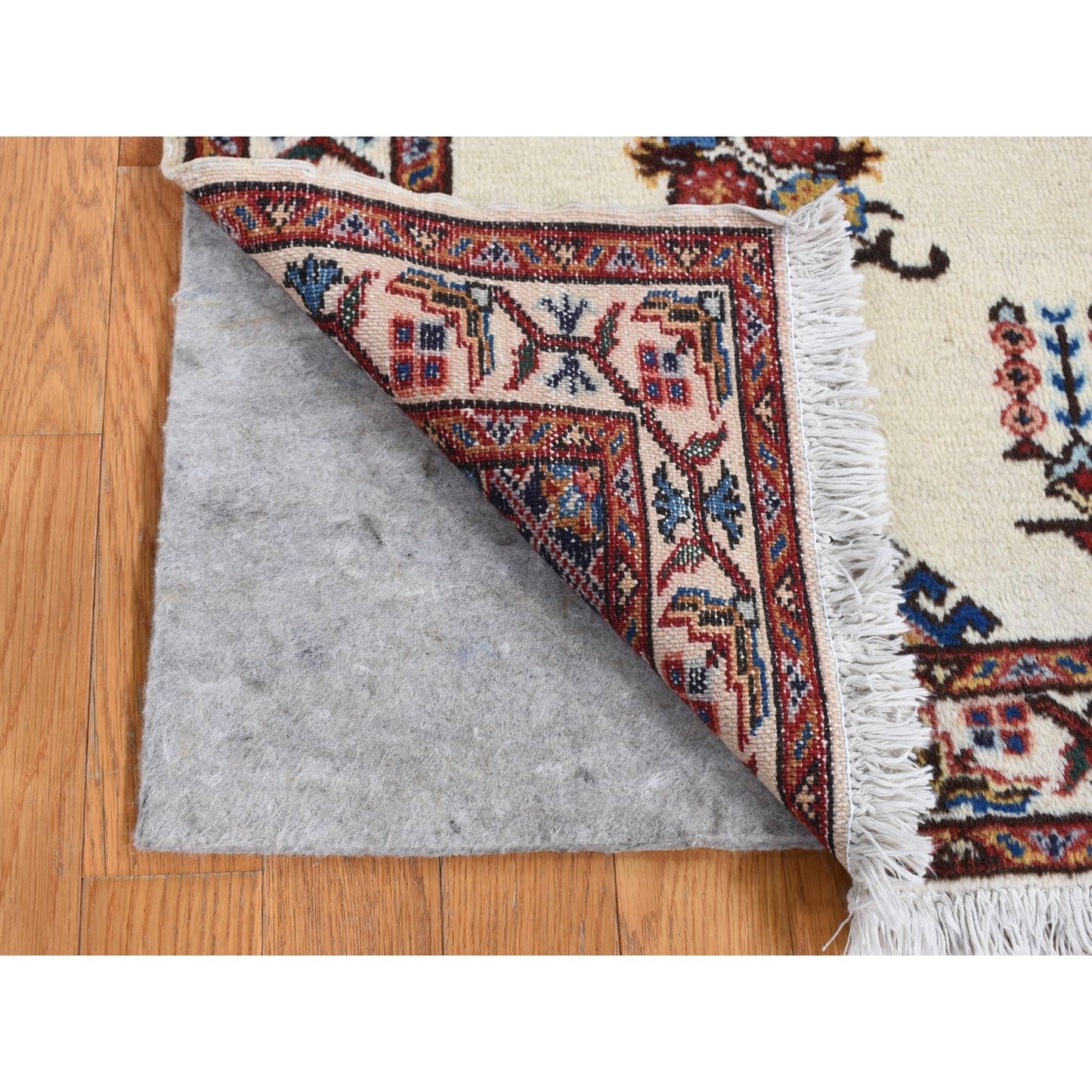 3'3"X4'3" Ivory New Bohemian Karabakjoon Pure Wool Hand Knotted Rug