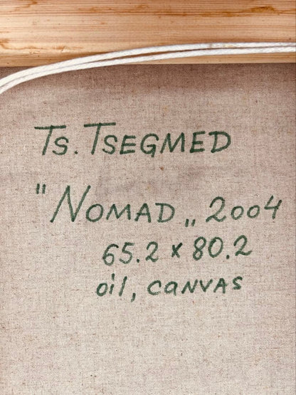 Nomad 2004 Signed Camel Ts Tsegmed Oil Painting Mongolian