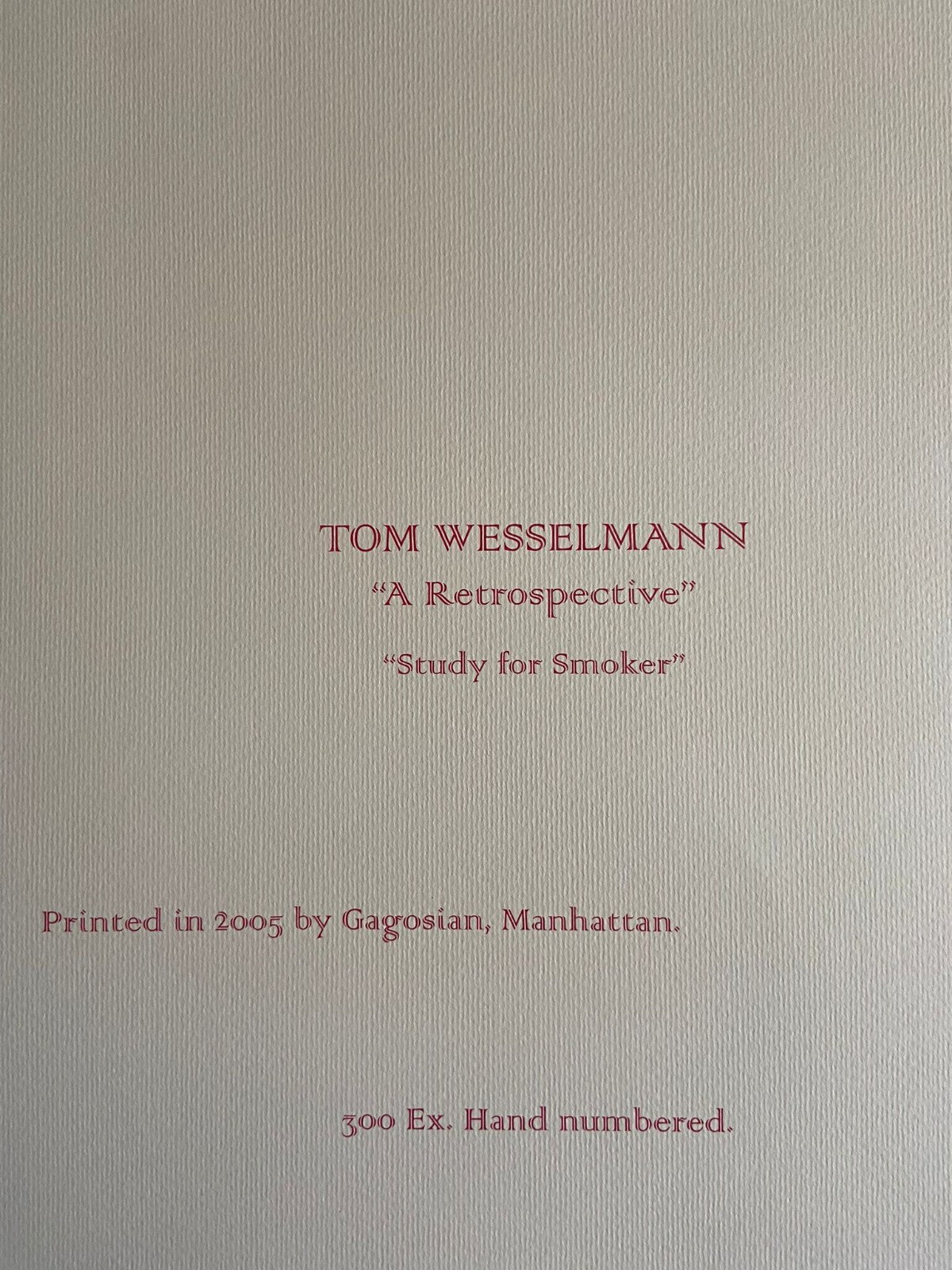 Tom Wesselmann Lithograph Coa Hand Numbered Signed Op Published