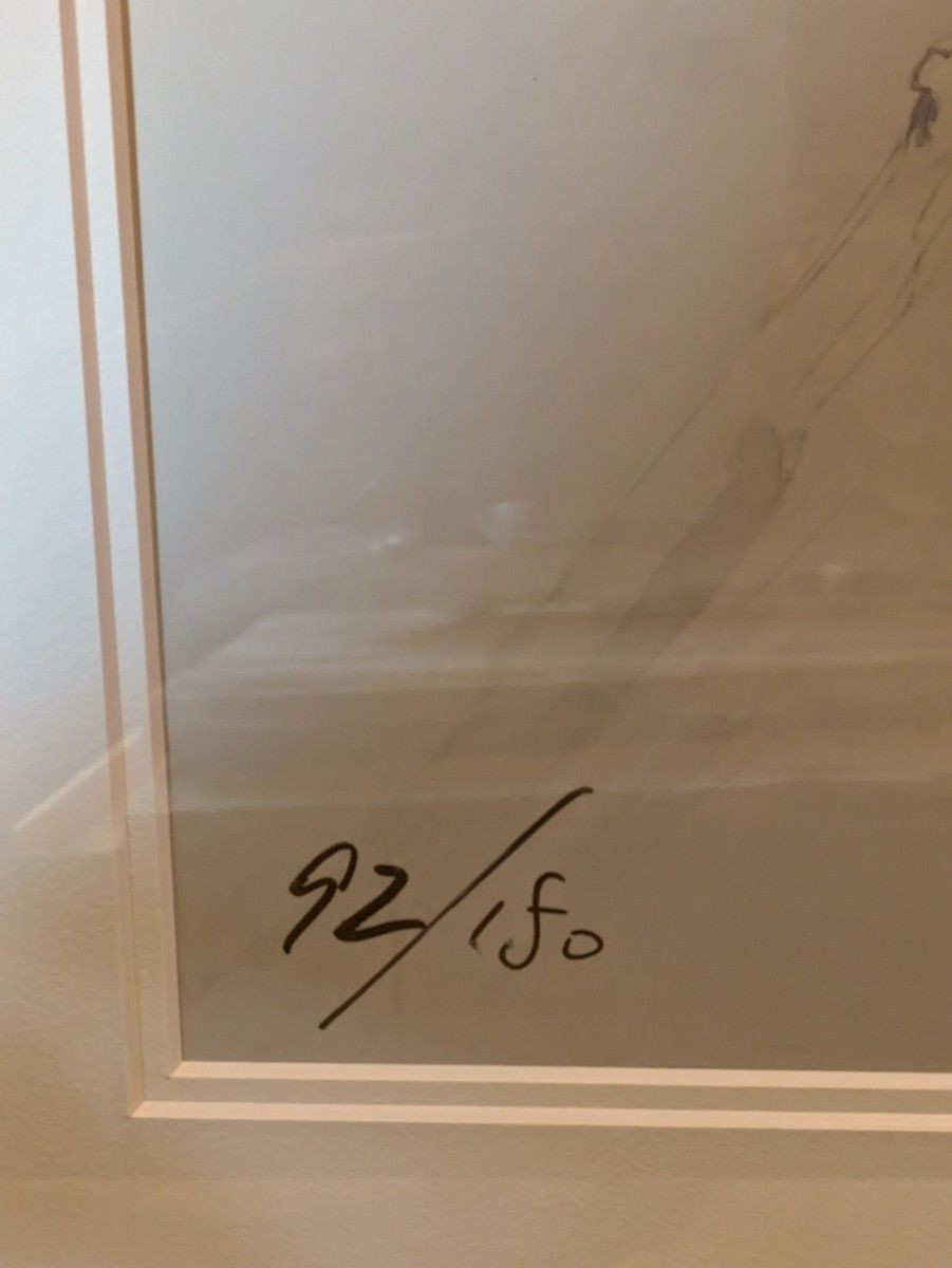 Woman face signed limited lithograph art print framed by Yoshitaka Amano