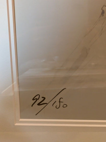 Woman face signed limited lithograph art print framed by Yoshitaka Amano