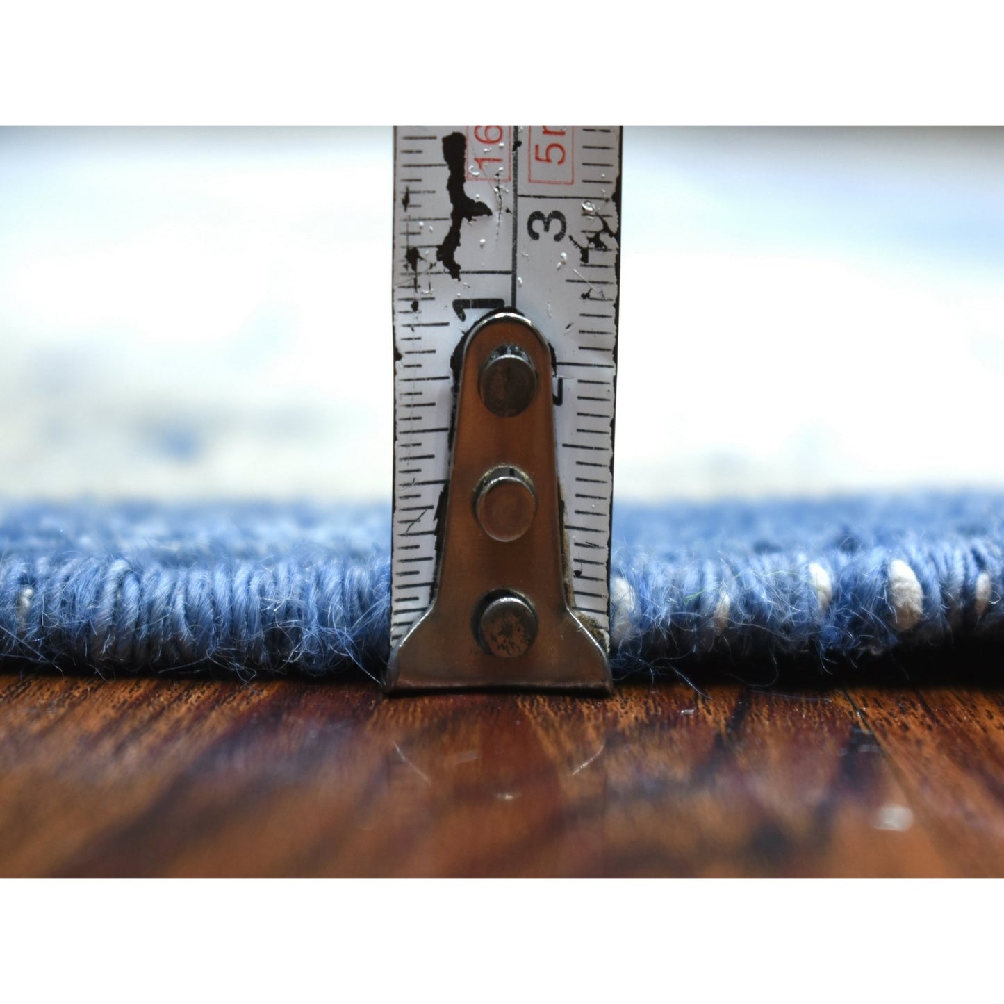 6'X8'8" Denim Blue Organic Wool Hand Knotted Fine Peshawar Oriental Rug