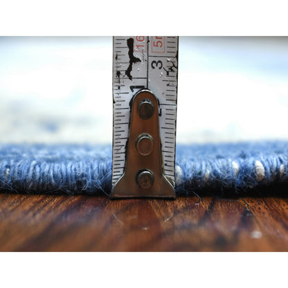 6'X8'8" Denim Blue Organic Wool Hand Knotted Fine Peshawar Oriental Rug