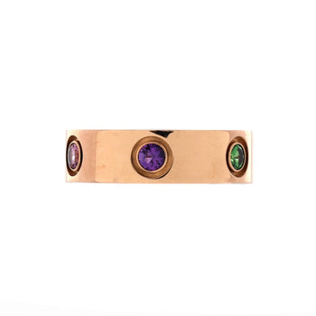 Cartier Love 6 Stone Band Ring 18K Rose Gold With Sapphires, Garnets