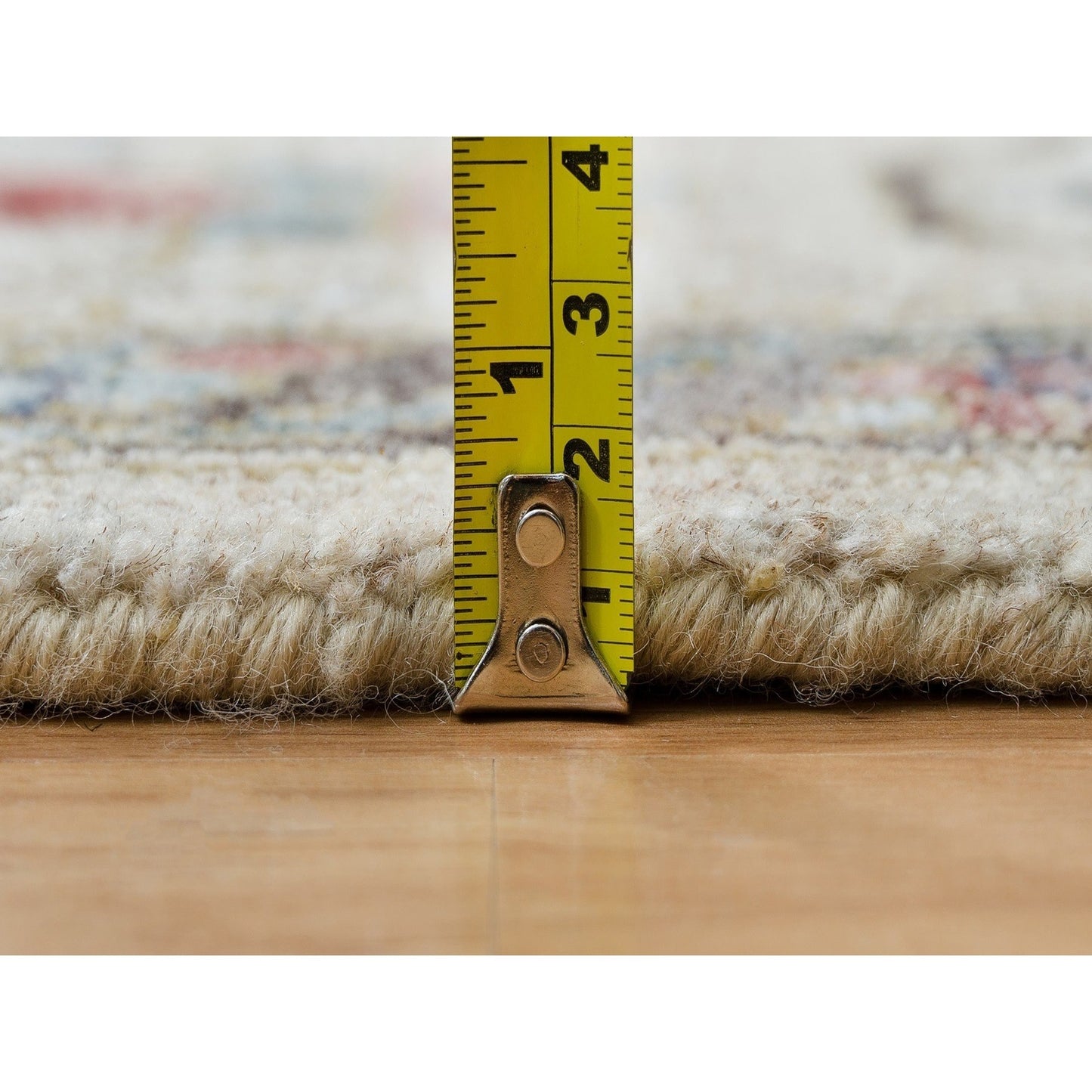 9'8"X10' Winter White Hand Knotted Viss Design Wool Square Oriental Rug