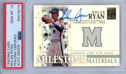 Nolan Ryan Autographed 2002 Topps Tribute Jersey Card (Psa Auto Gem Mint 10)