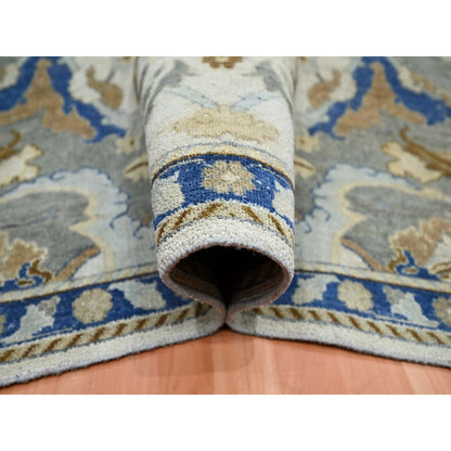 8'1"X10'2" Ivory Zoroastrian Ispahan Inspired Hand Knotted 100% Wool Rug
