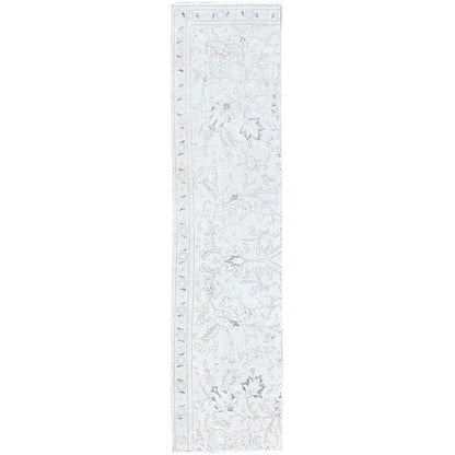 2'2"X9' Link White Fragment Vintage Zoroastrian Tebraz Runner Oriental Rug